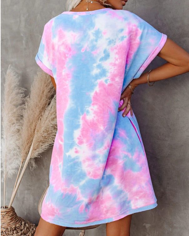Cotton Pastels Tie Dye Sweatshirt Dress