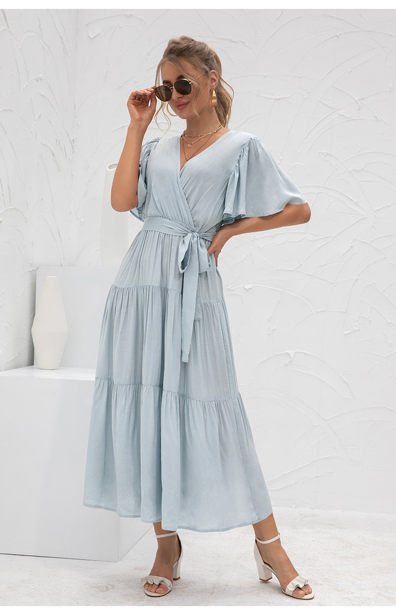 Tropez Saint Puff Sleeve Wrap Midi Dress