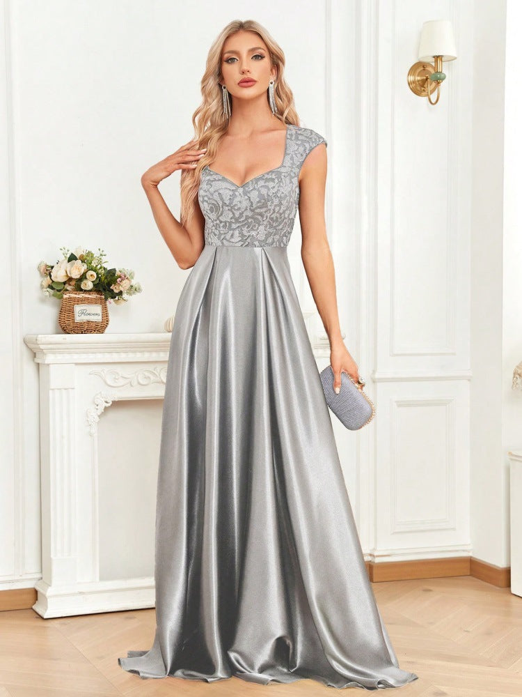 Sleeve Cover Dress Maxi Dress Black Satin Slim Fishtail Bridesmaid Cocktail Evening