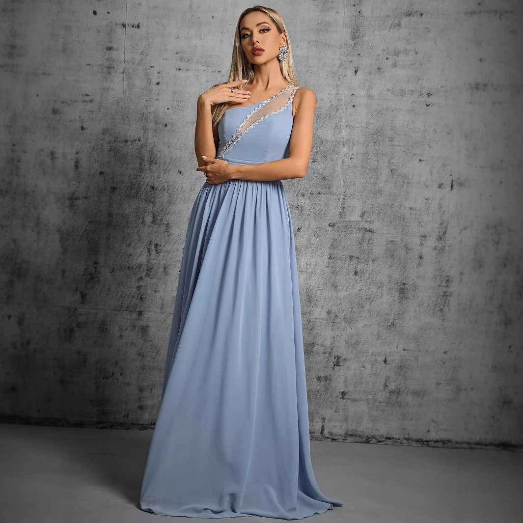 Dress Evening Annual Meeting One Shoulder Cocktail Dress Bridal Cocktail Performance Toast Dress Adult Ceremony Annual Party Evening Dress