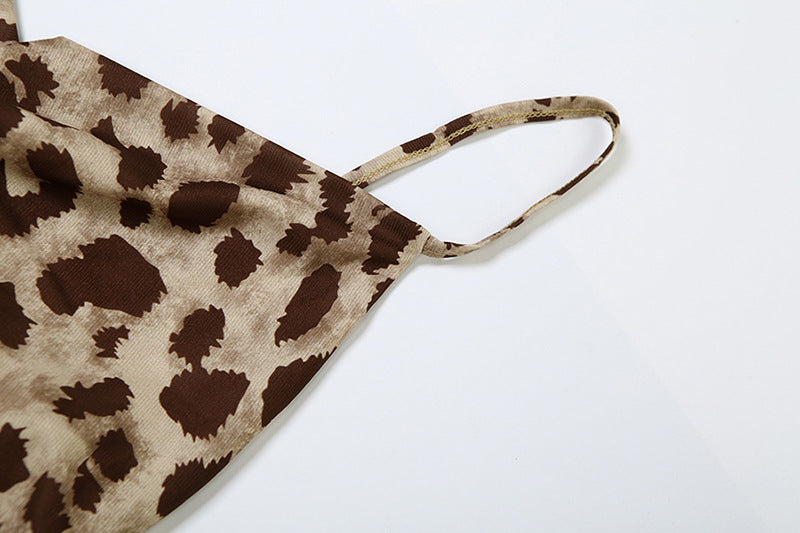 Aura Leopard Midi Dress Brown