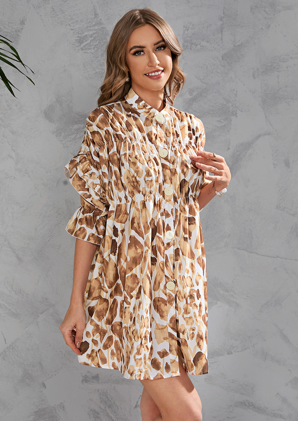 Printed Hilltop Button Down Shirt Dress