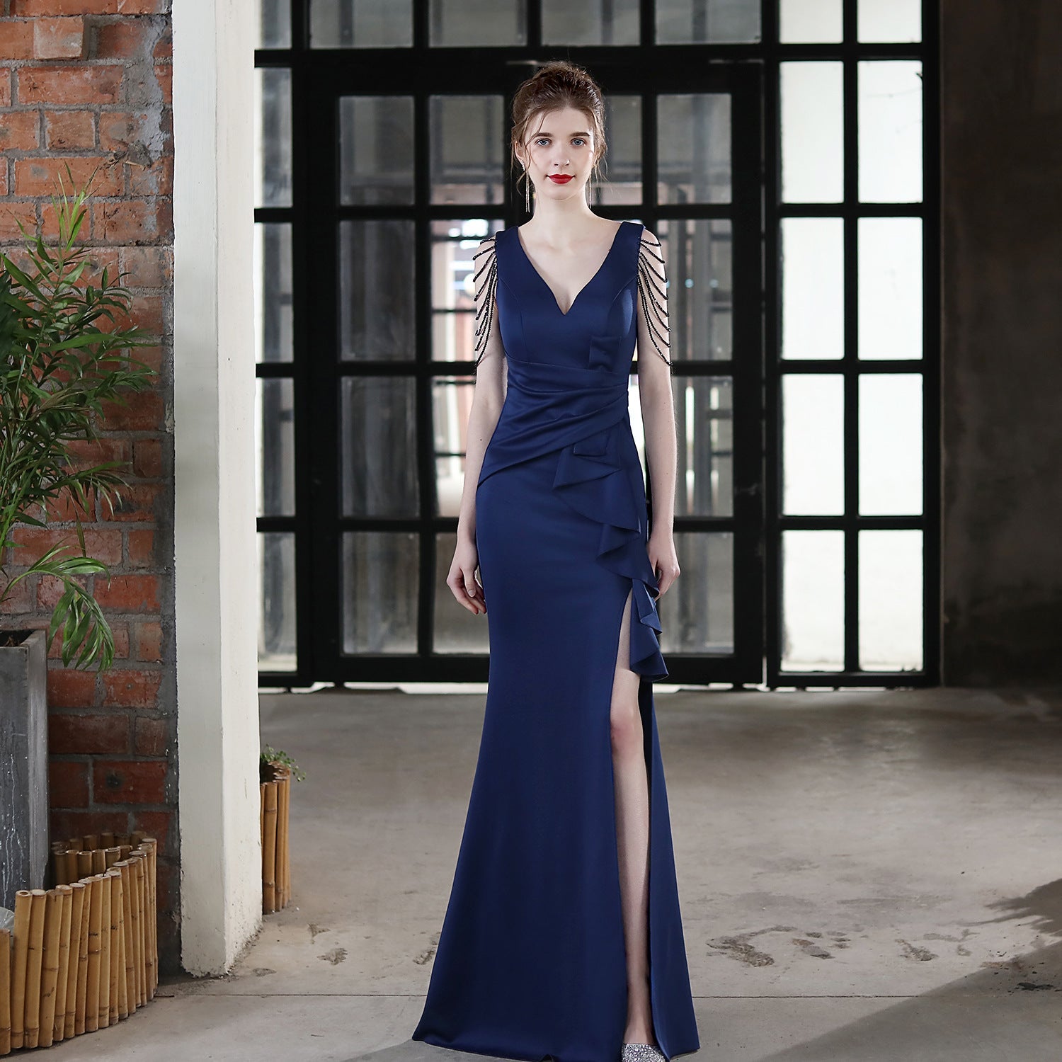Toast Dress Bride Extended Sling Appreciation Dinner Slim-Fit Fishtail Wedding Car Model Exhibition Dress