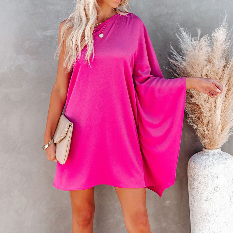 Glance First Satin One Shoulder Statement Dress Blush