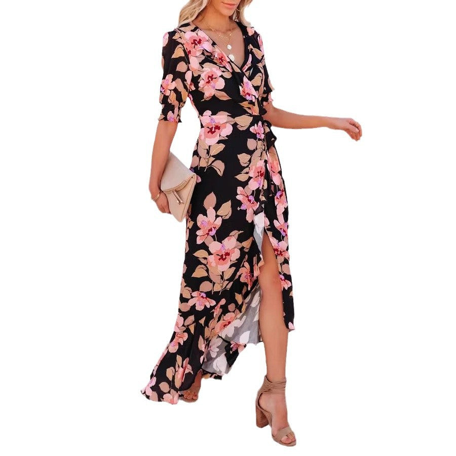 Paty Minimalist Women's Floral Wrap Maxi Dress Elevated Occasion Wear