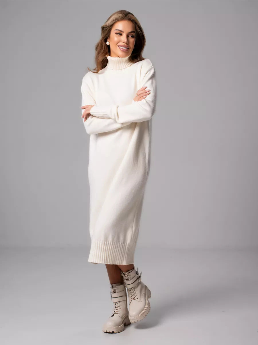 Knitting Turtleneck Dress Loose Inner Wear Solid Color Slimming Woolen