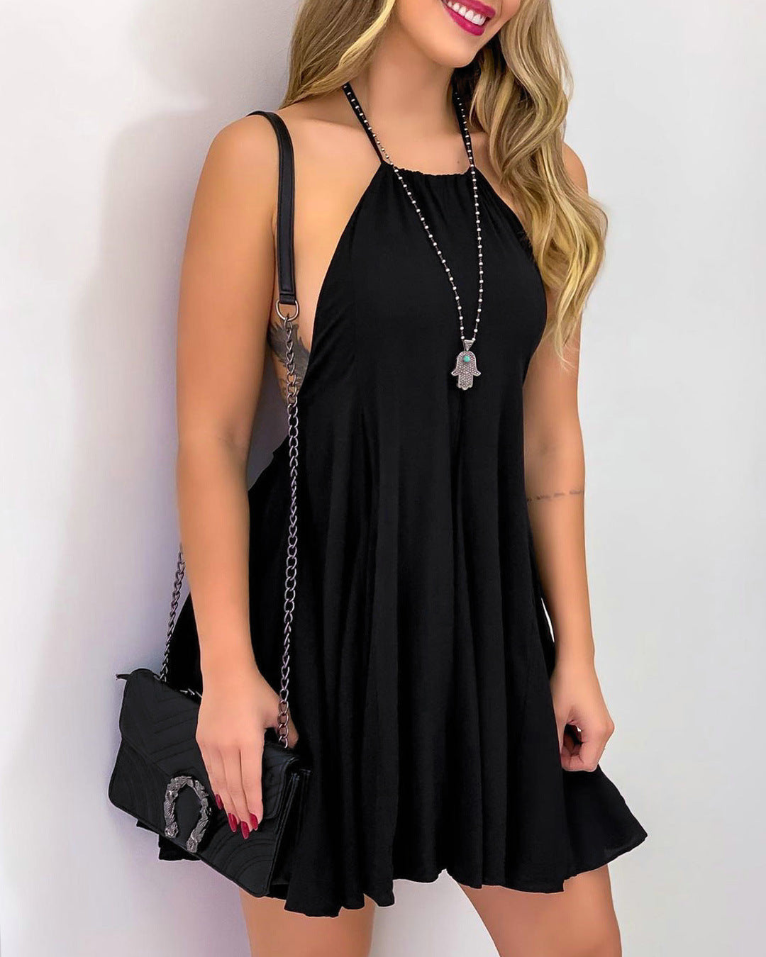 Distressed Darcy Halter Tunic Black Final