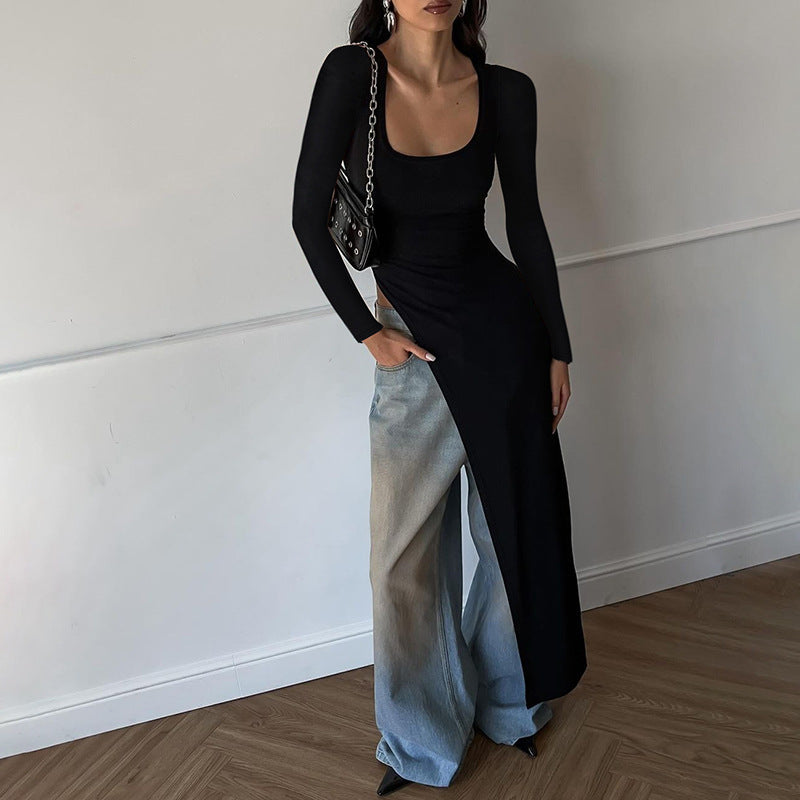 Yasmina Boutique Women's Asymmetric Maxi Dress with Long Sleeves Evening Wear Edit