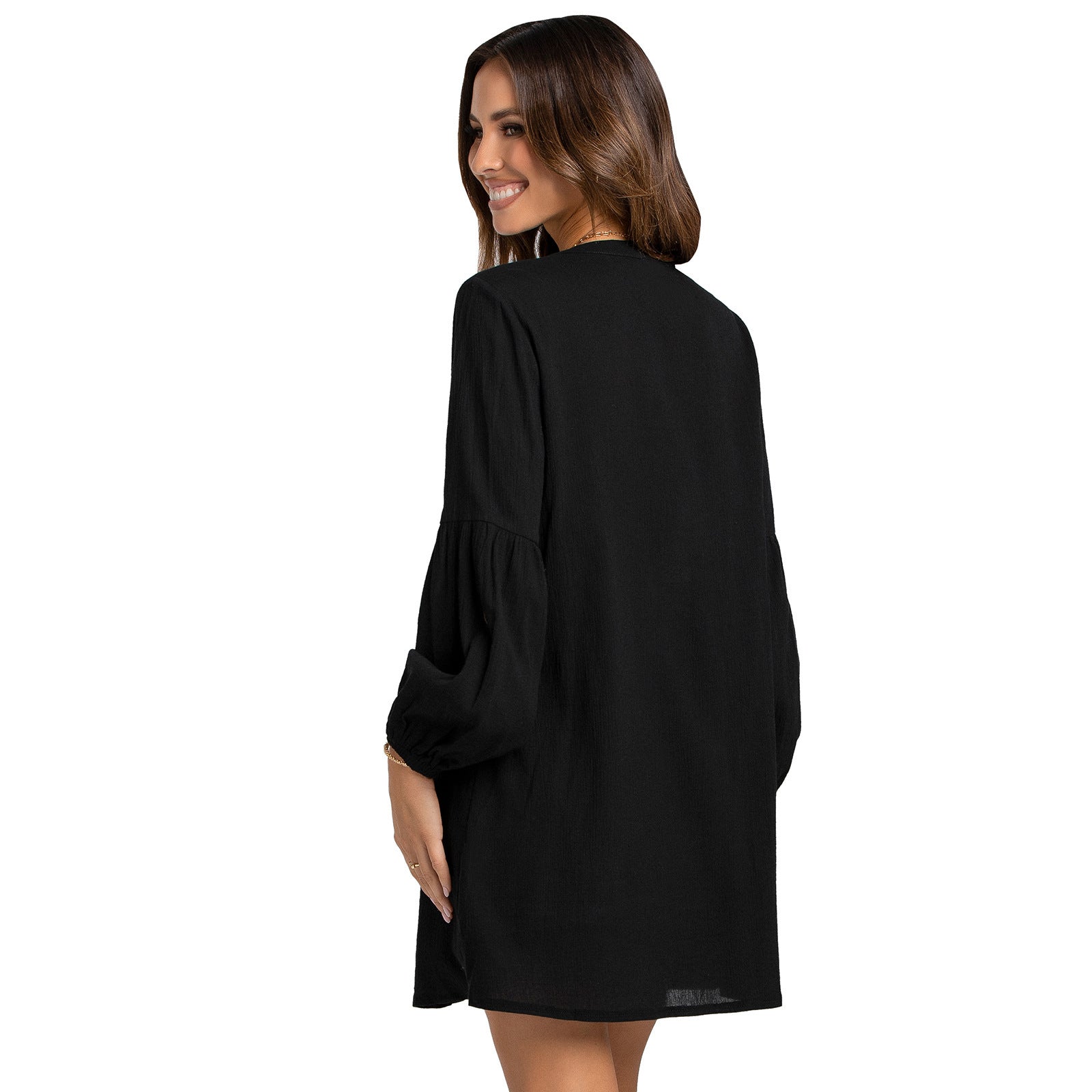 Button Noland Down Cover Up Dress Black