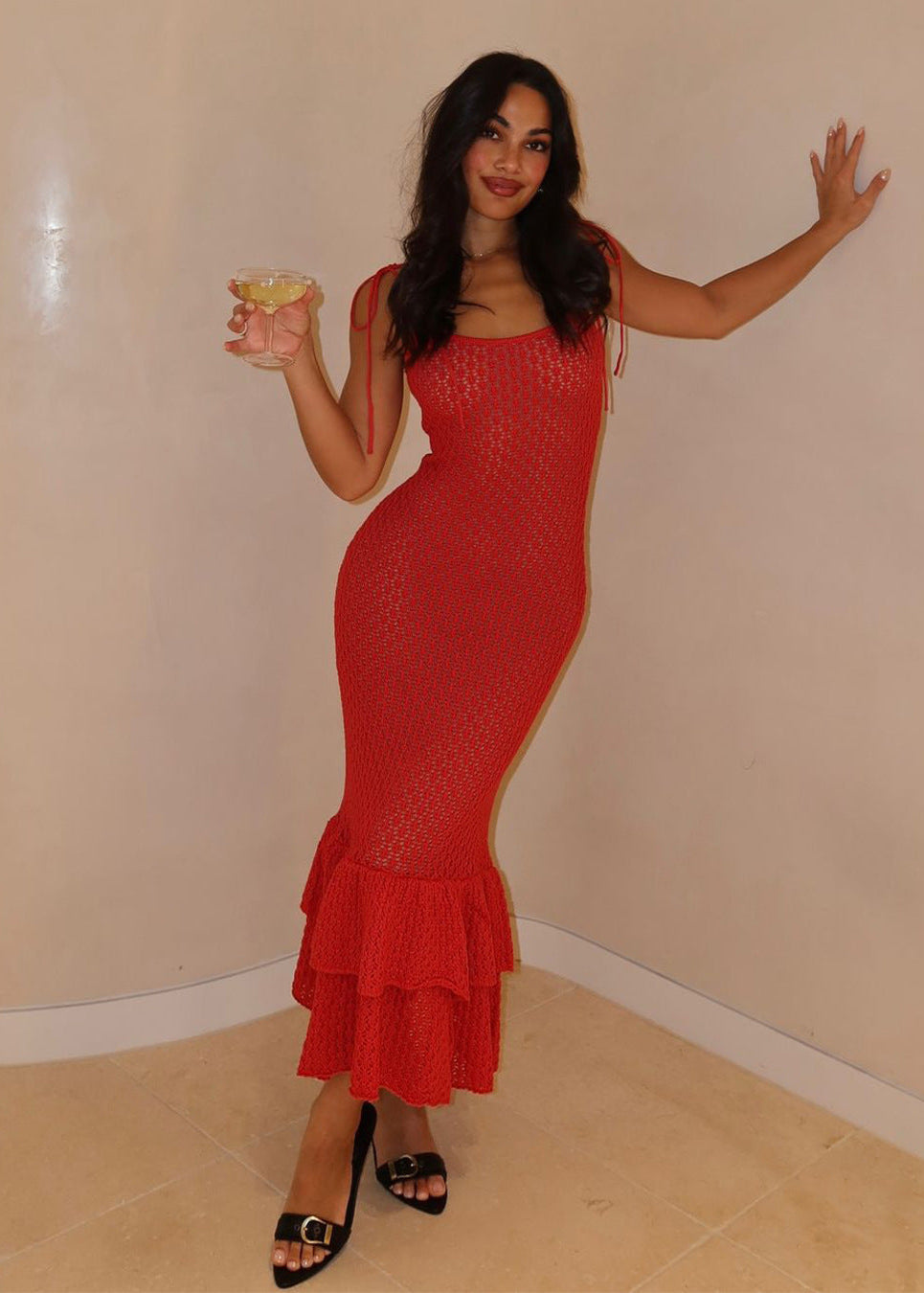 Lace Sienna Up Knit Maxi Dress