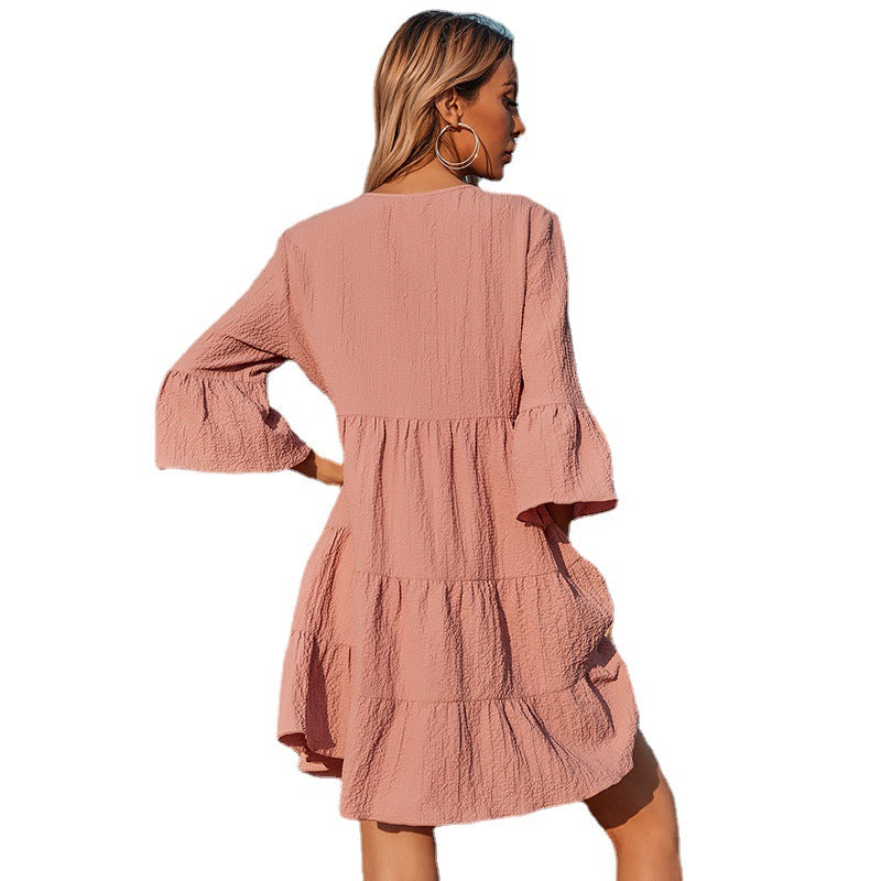 Karma Good Cotton Tiered Babydoll Tunic Dusty Rose
