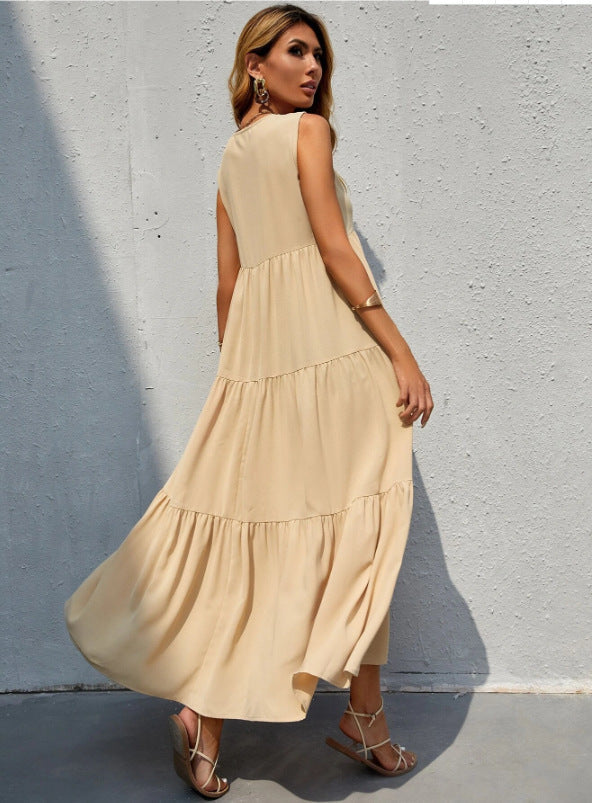 Cotton Braxton Pocketed Tiered Midi Dress