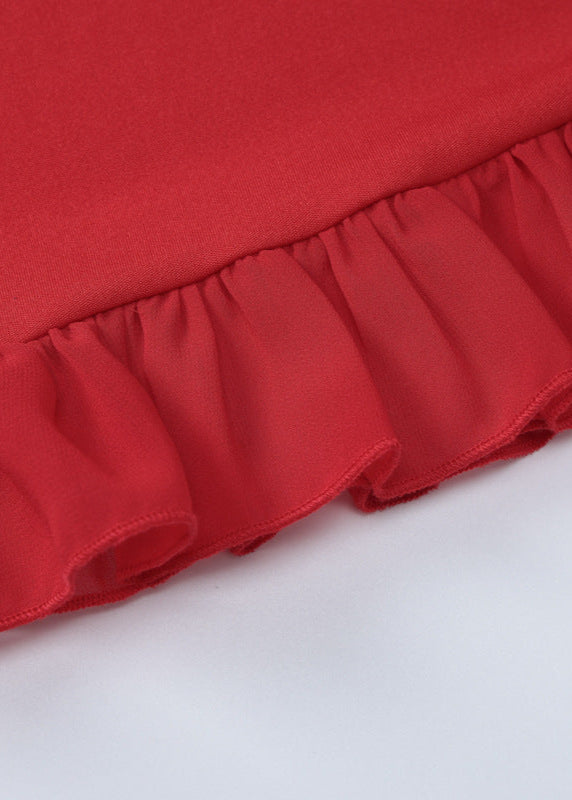 Rouge Bella - Ruffled Tie-Strap Mini Dress