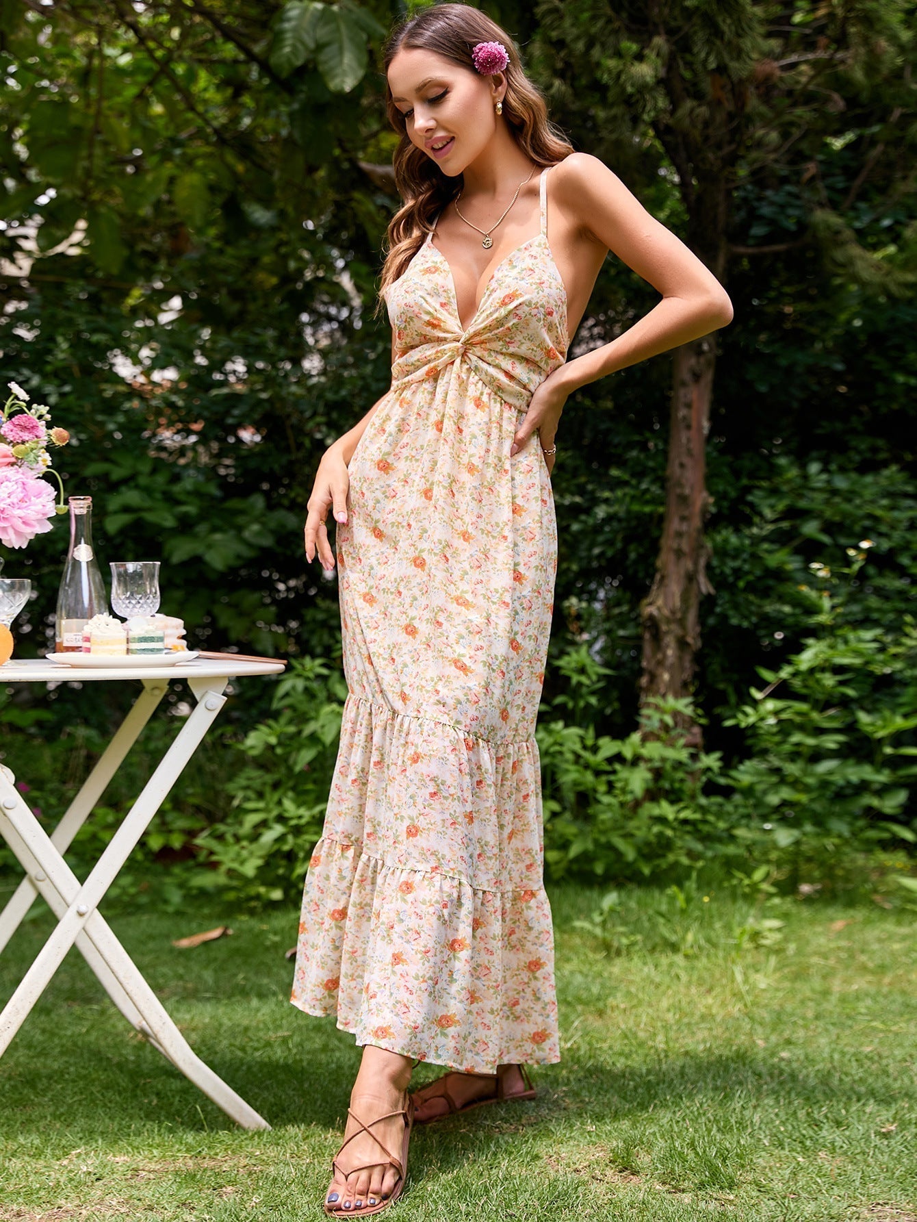 Loved By You Flower Midi Dress Blush