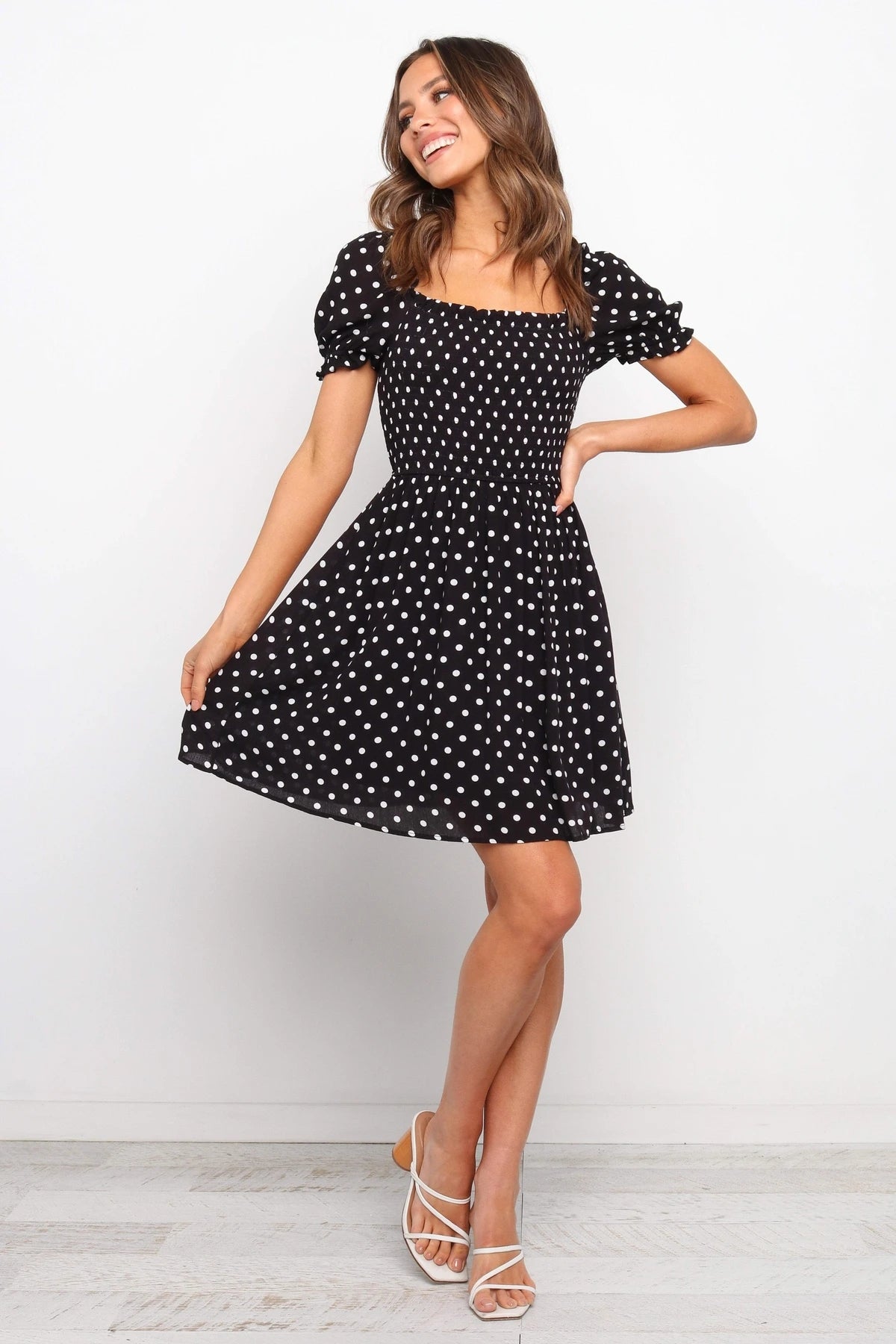 Polka Dawn Dot Puff Sleeve Babydoll Dress FINAL