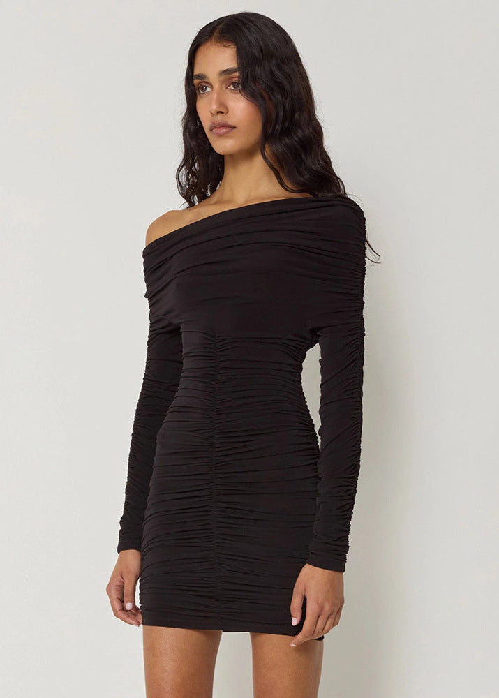 Off Isla Shoulder Ruched Mini Dress