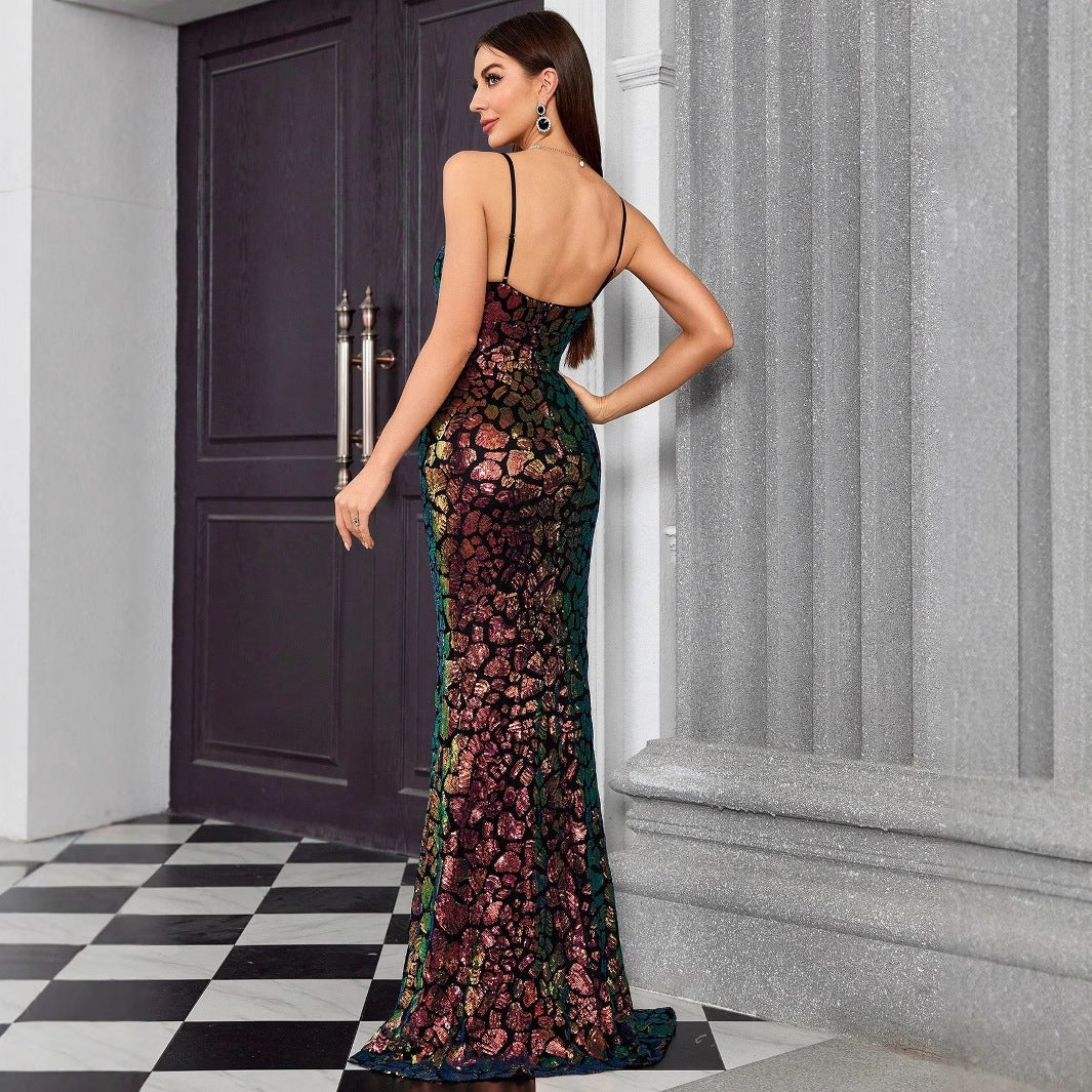 V neck Brace Evening Dress Fishtail Graceful Dress Annual Party Party Host Formal