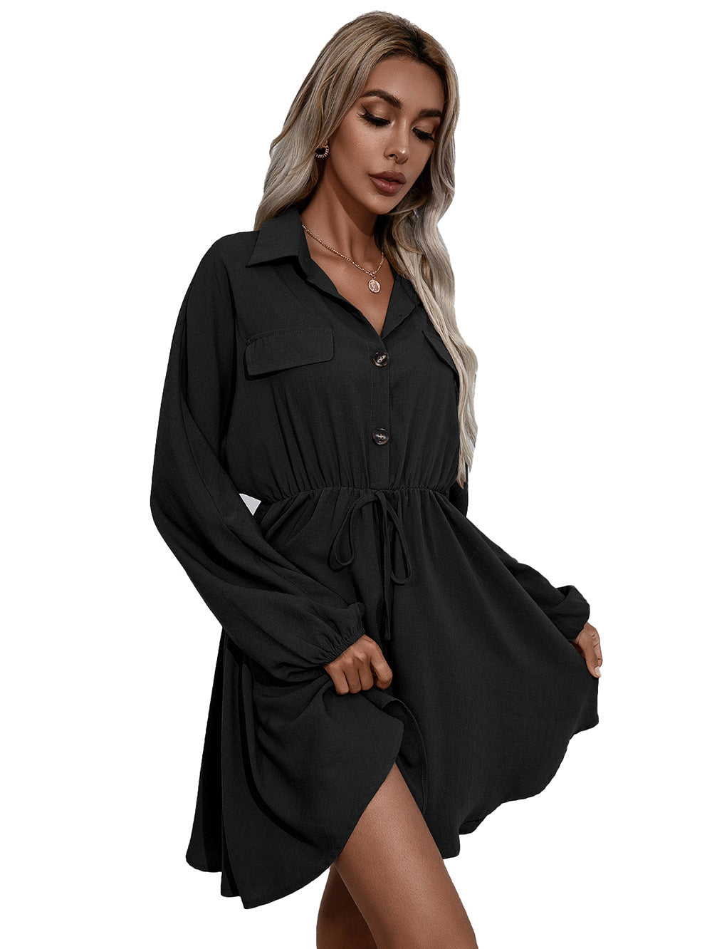 Cotton Remy Pocketed Shirt Dress Ink FINAL