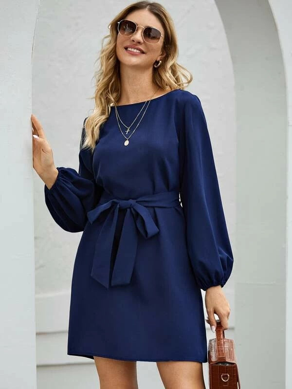 Satin Zahra Smocked Tie Dress