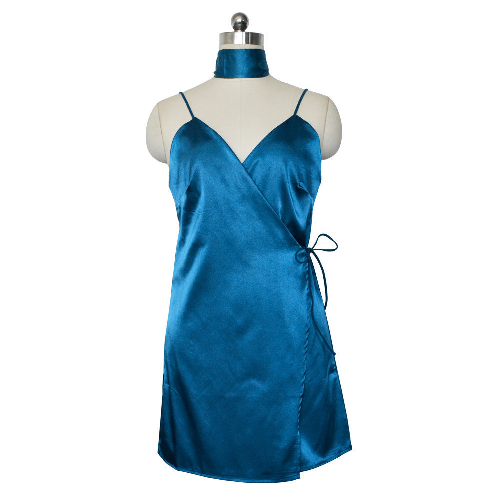 Suspender Vest Outer Wear Underwear Solid Color V neck Irregular Asymmetric Dress