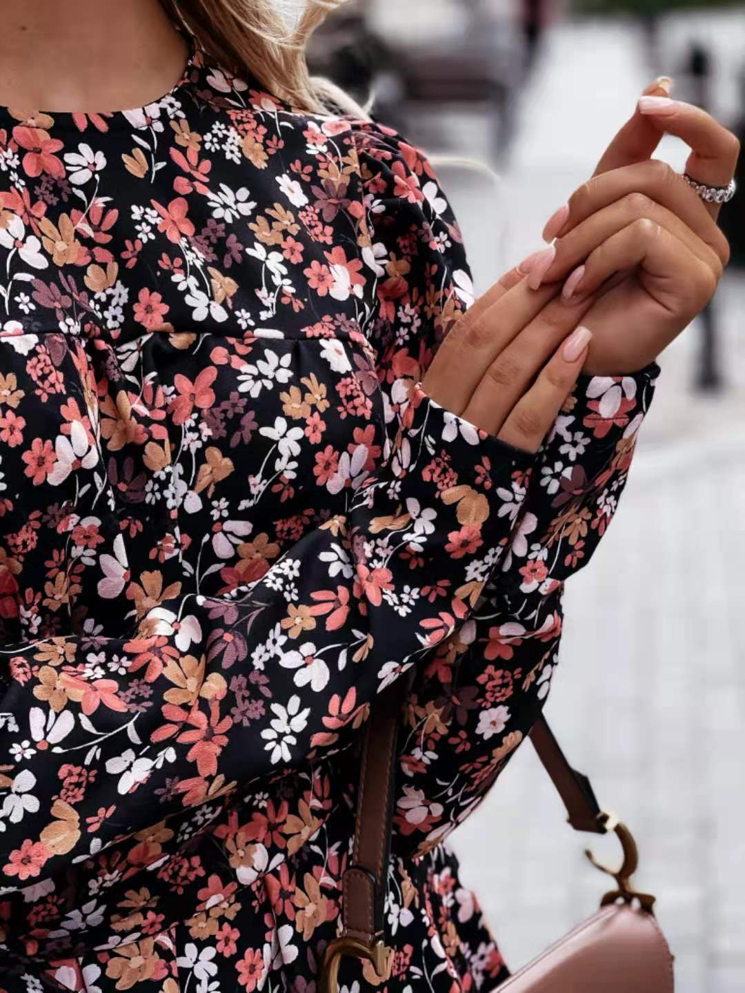 Foster Satin Botanical Keyhole Dress