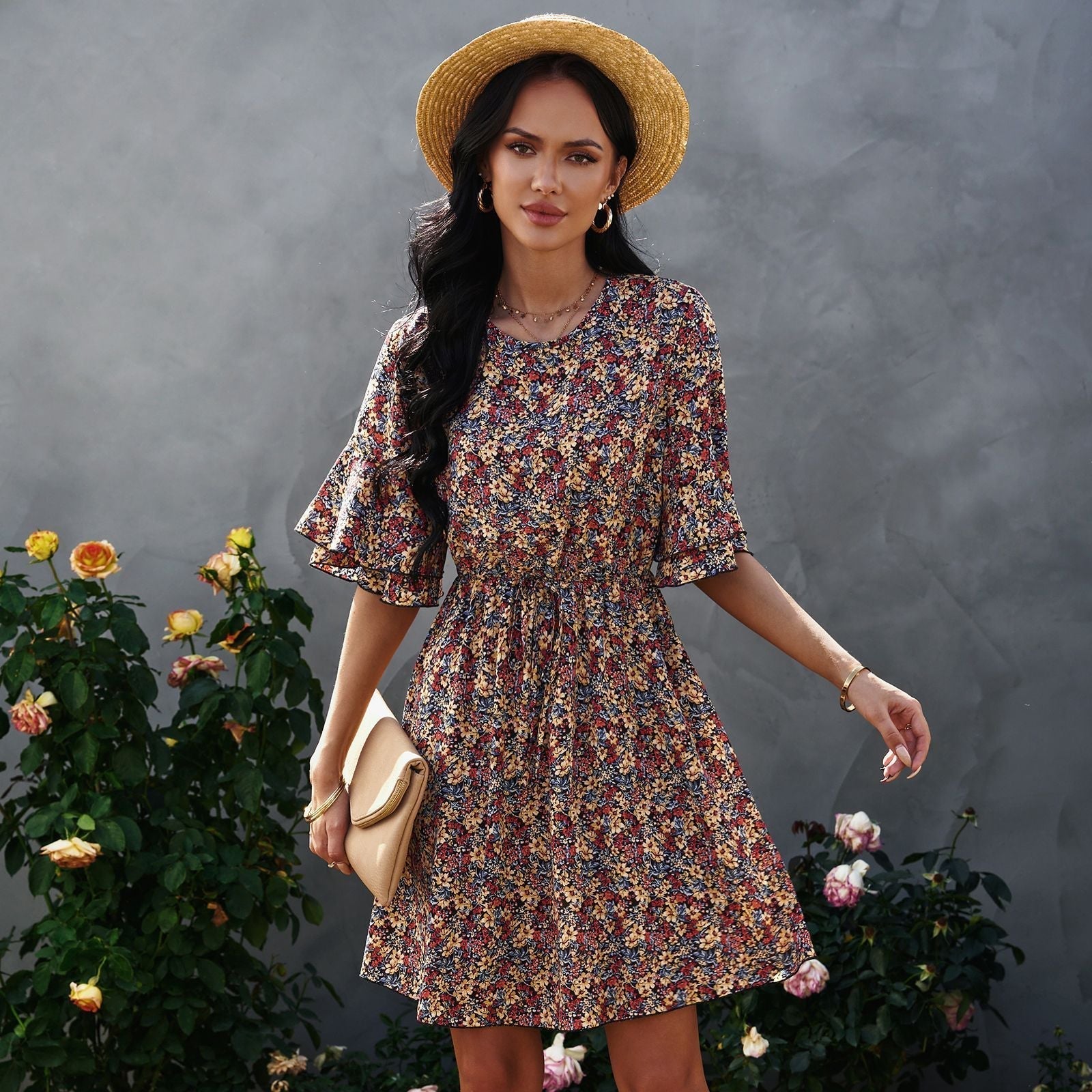 Lainie Botanical Tie Dress