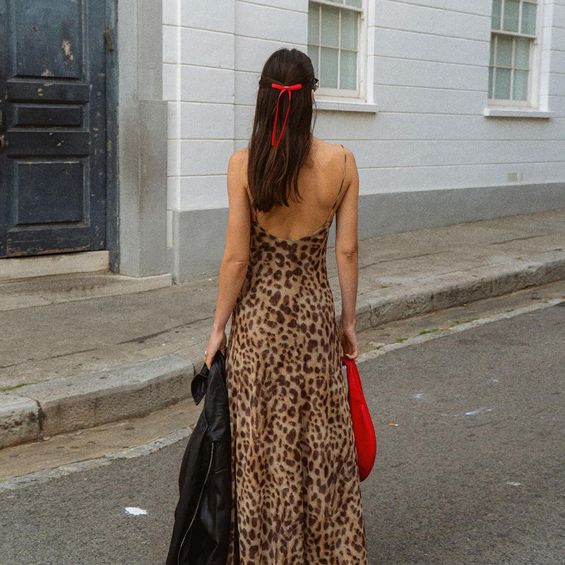 Aura Leopard Midi Dress Brown