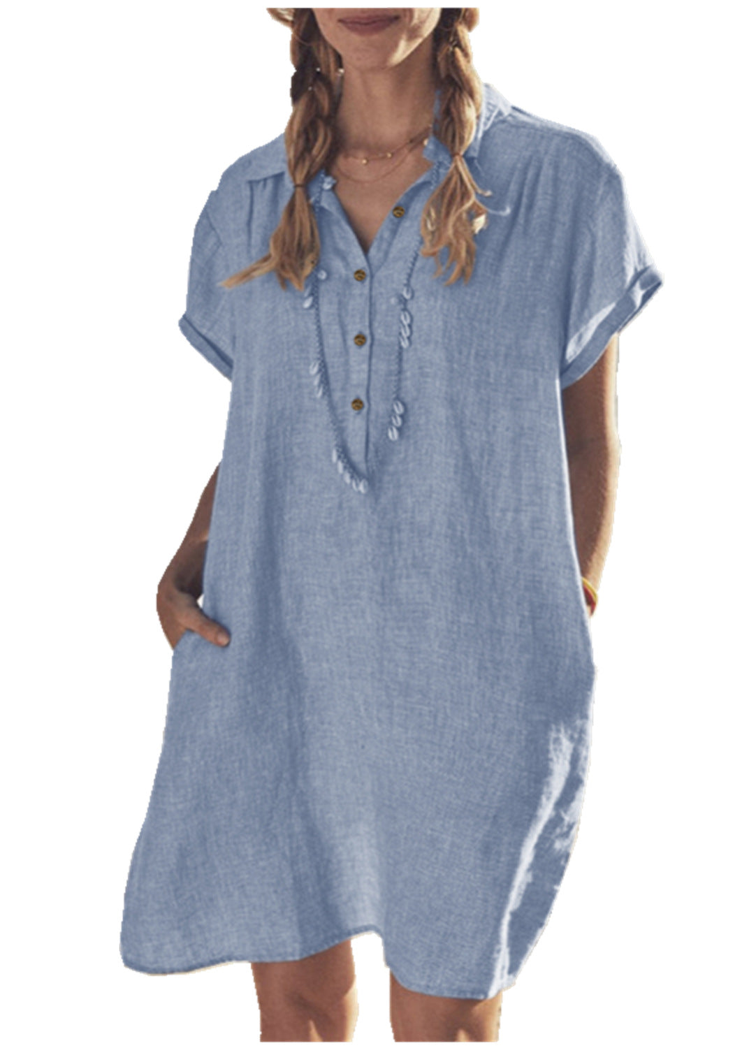 Cotton Dowling + Tencel Pocketed Chambray Shirt Dress