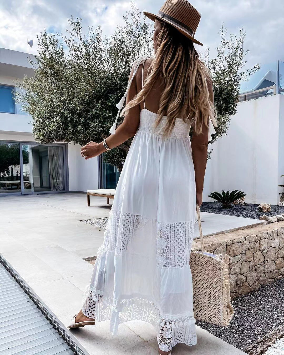Cotton Devoted Lace Eyelet Midi Dress