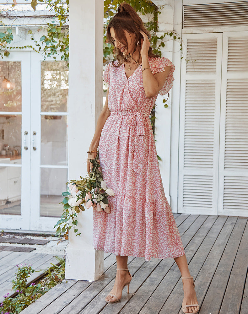 Wish Your Spotted Ruffle Midi Dress