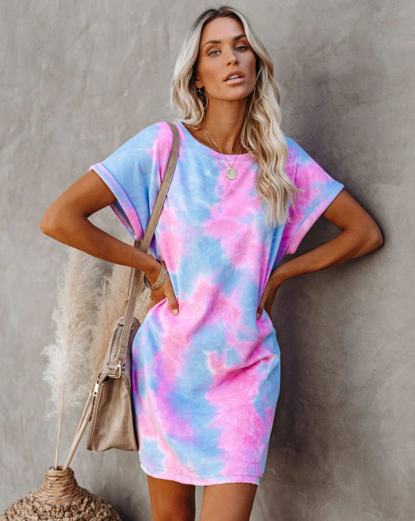 Cotton Pastels Tie Dye Sweatshirt Dress