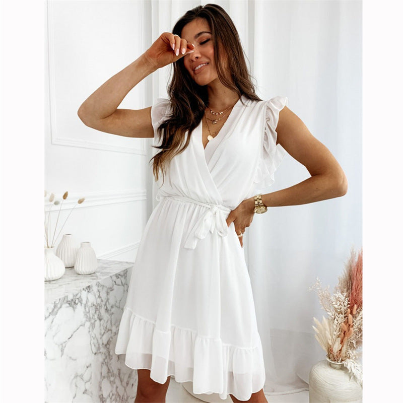 Cotton Rafi Pocketed Puff Sleeve Babydoll Tunic Off White