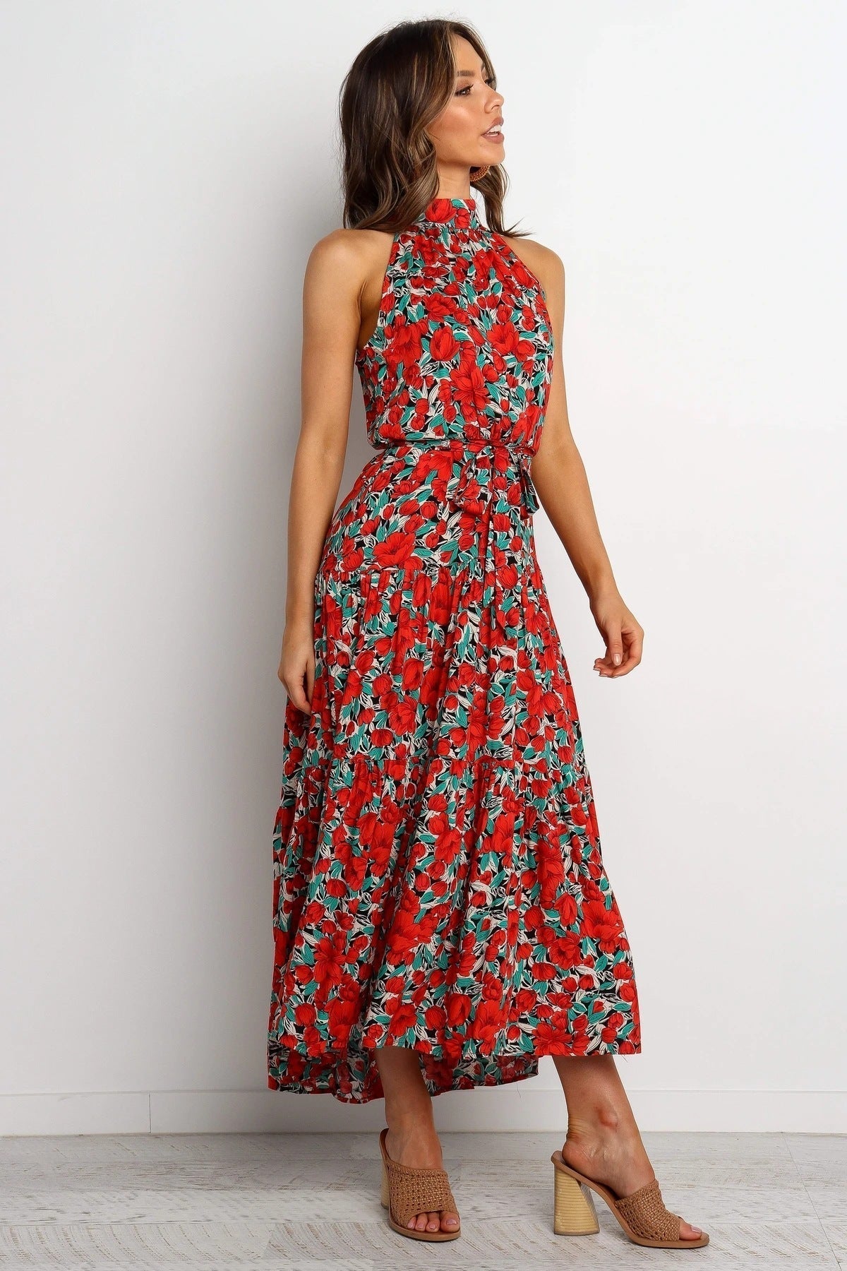 Know It All Botanical Pleated Midi Dress