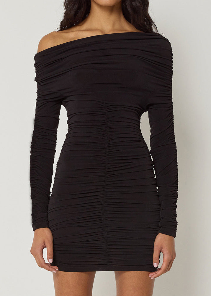 Off Isla Shoulder Ruched Mini Dress
