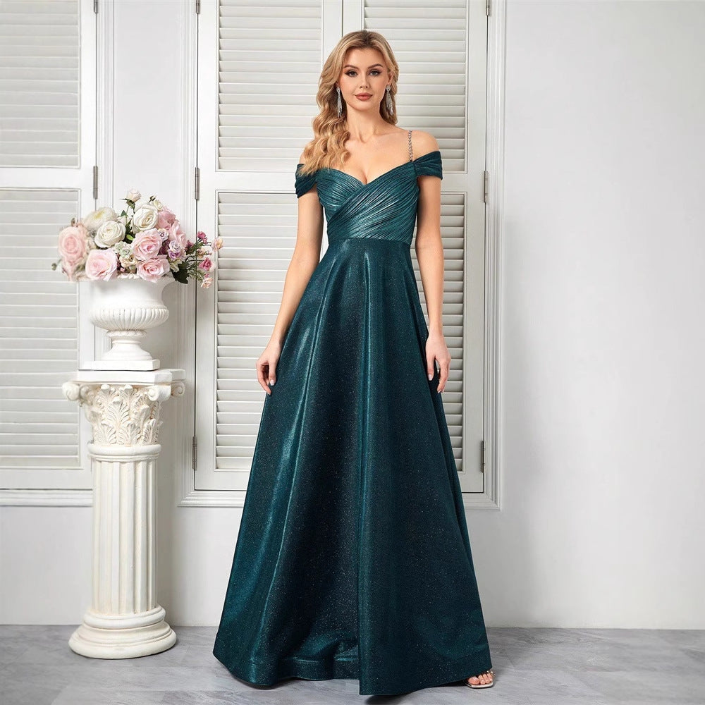 Graceful Spaghetti Strap Cross Stomach Blanket Formal Dinner Dress Suitable Wedding Dinner Prom Party