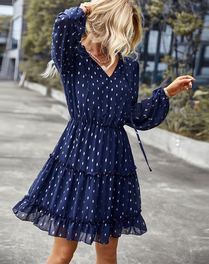 Babe Later Printed Satin Tie Front Dress