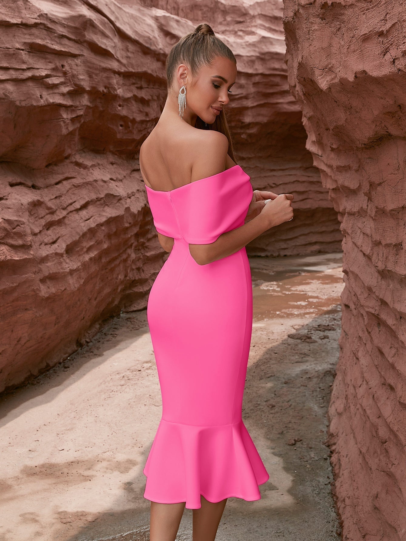 Evening Dress Bow off Shoulder Dress Sophisticated Ruffles Party Party Dress