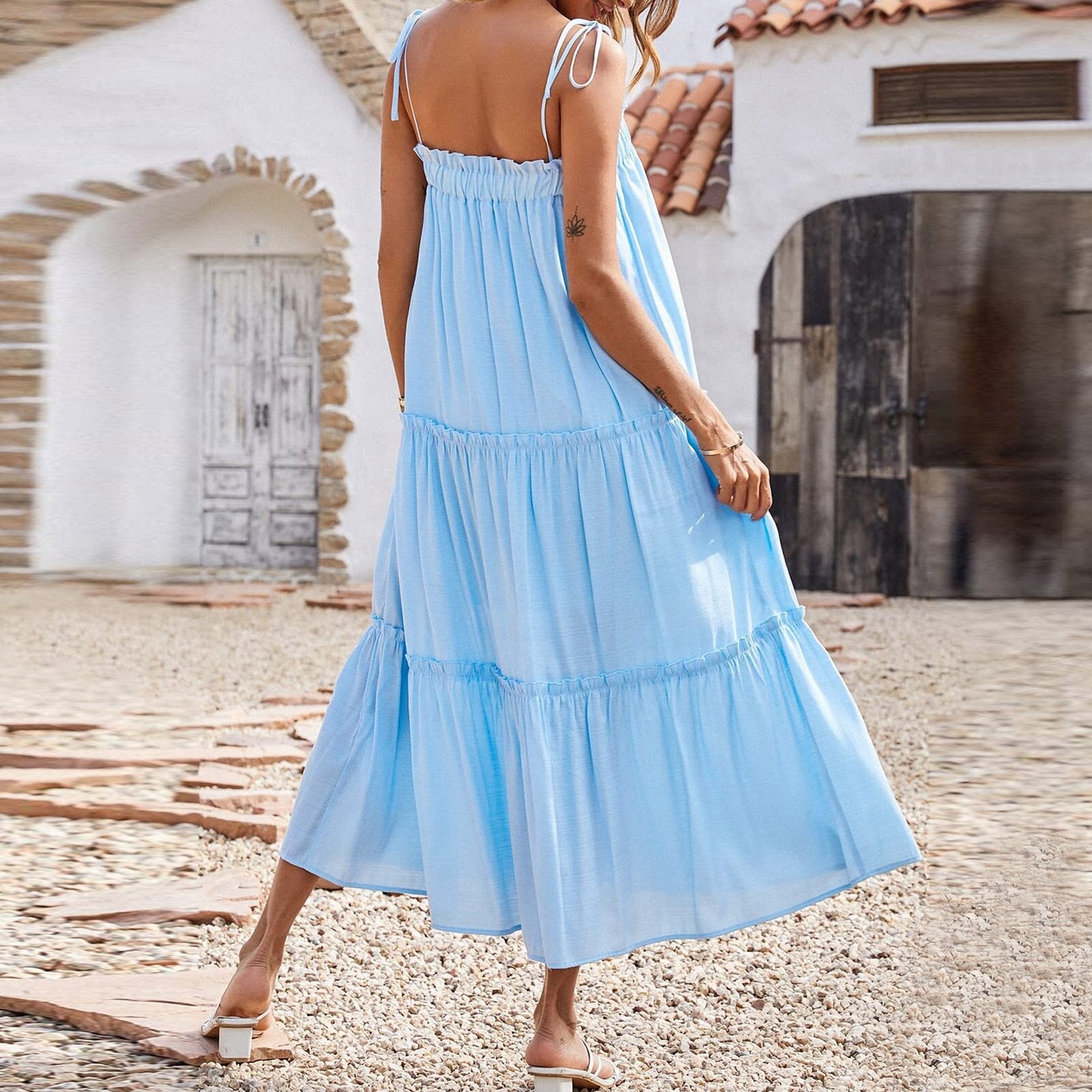 Tru Tiered Ruffle Maxi Dress Powder Blue FINAL
