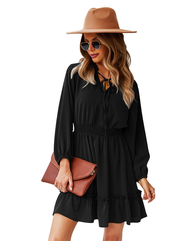 Billowed Indy Ruffle Dress Black