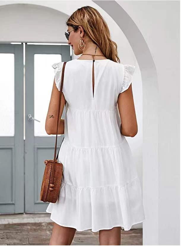 Karma Good Cotton Tiered Babydoll Tunic White