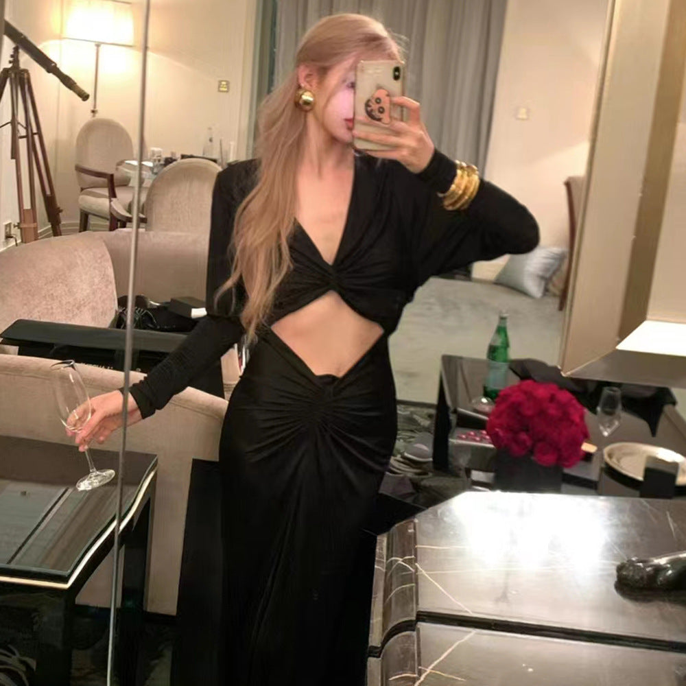 Sleeved Long Twisted Cropped Dress Dress Winter
