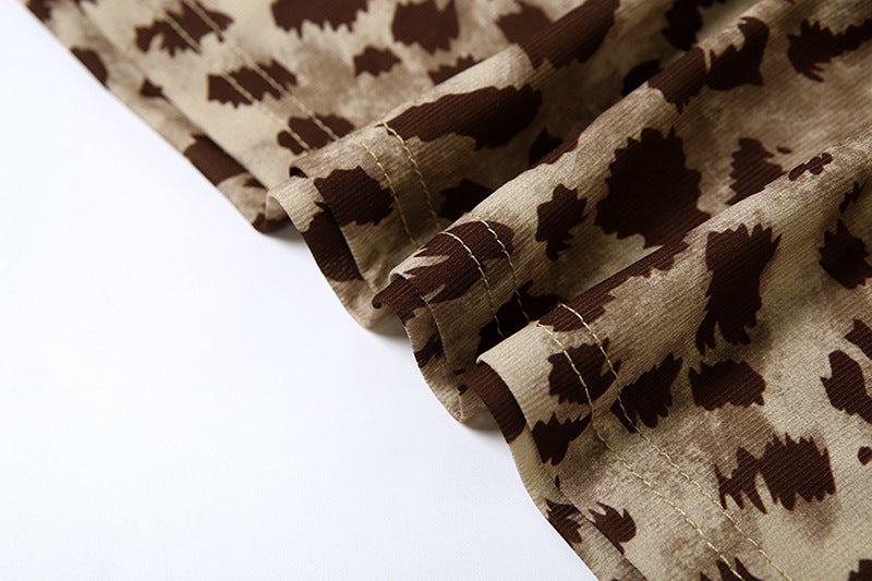 Aura Leopard Midi Dress Brown