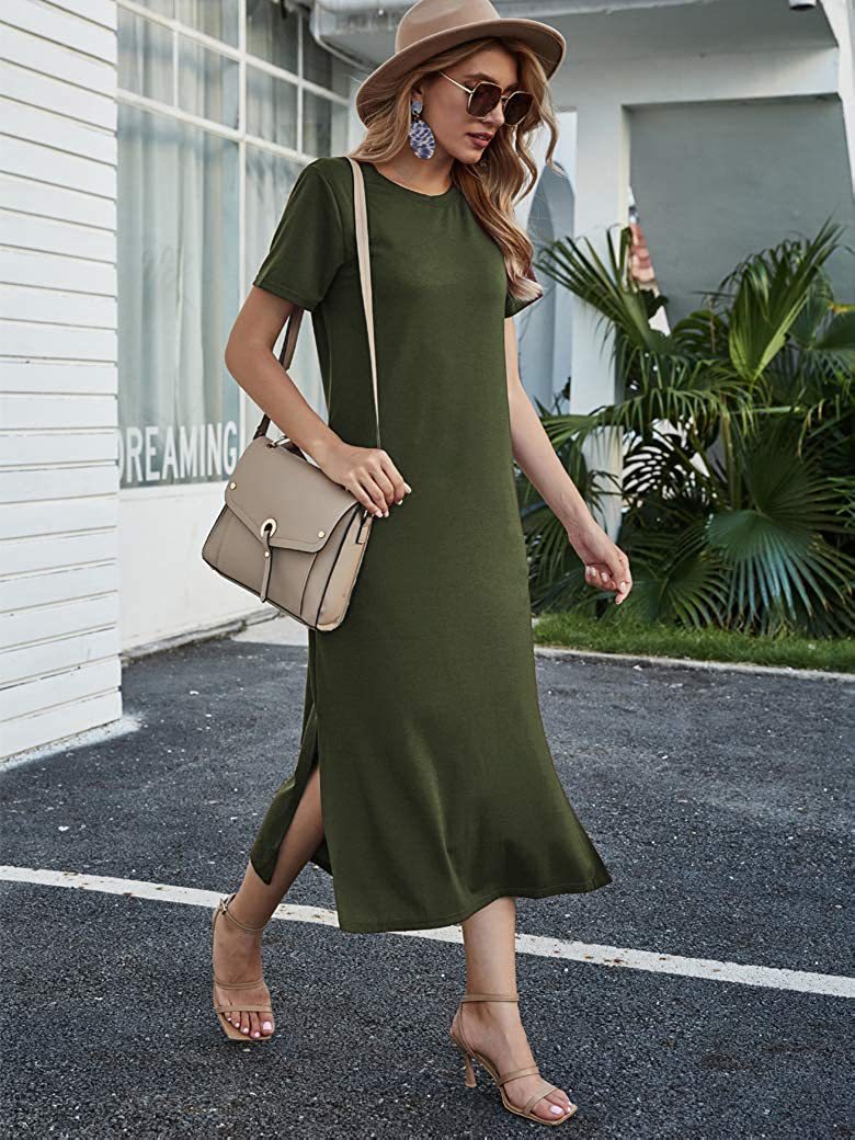 Pocketed Sorrel Knit T Shirt Dress Sage