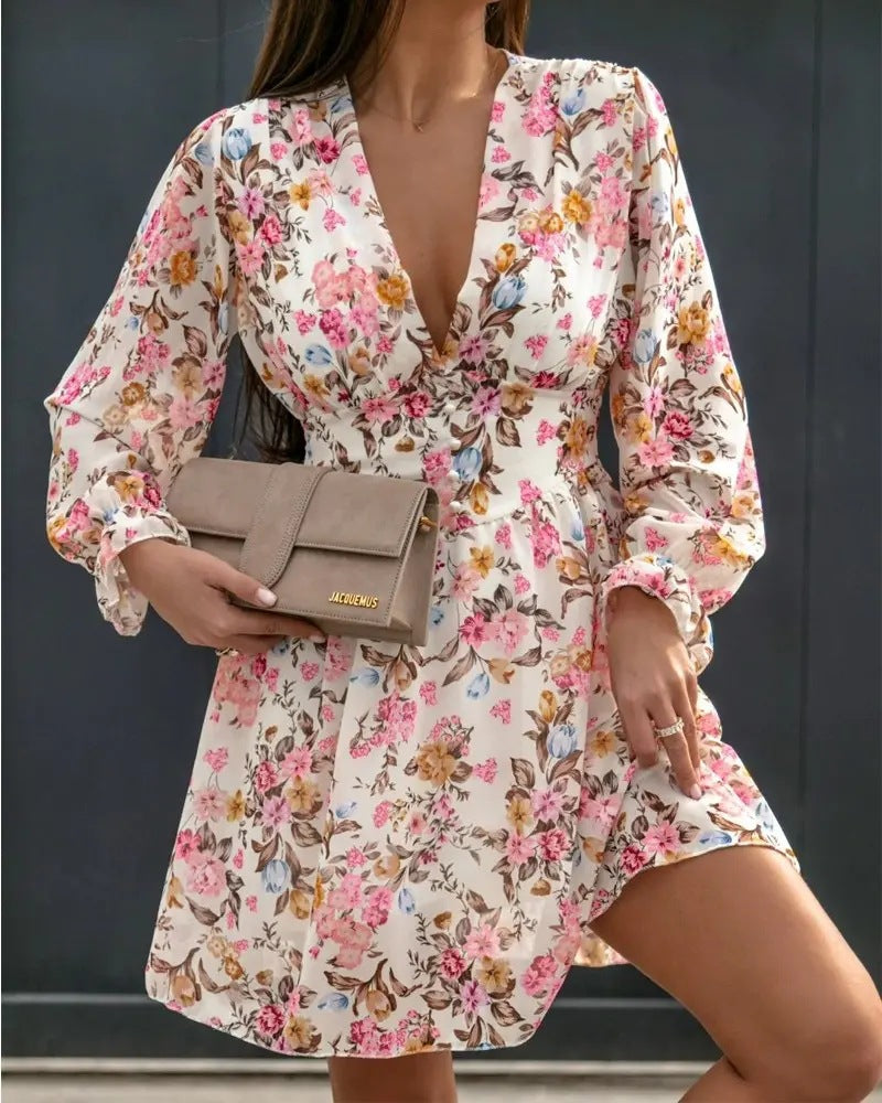 Throwin' Shade Flower Smocked Ruffle Dress