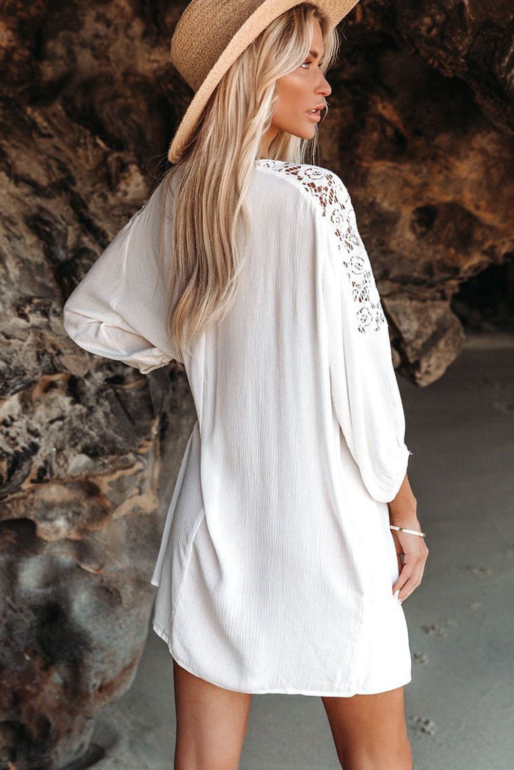 Of Way Life Cotton Embroidered Ruffle Midi Dress