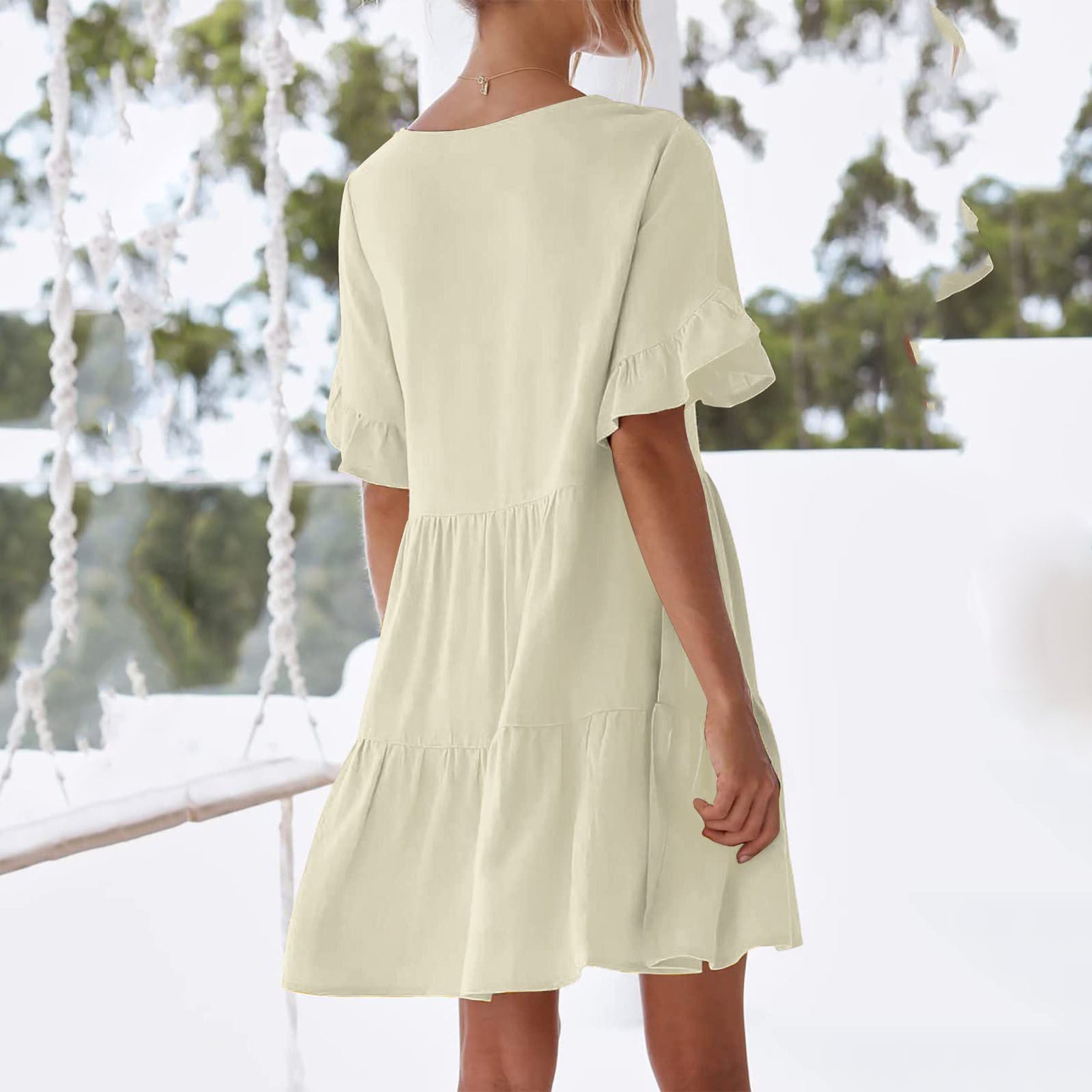 Cotton Oatland Pocketed Babydoll Dress Dark Taupe
