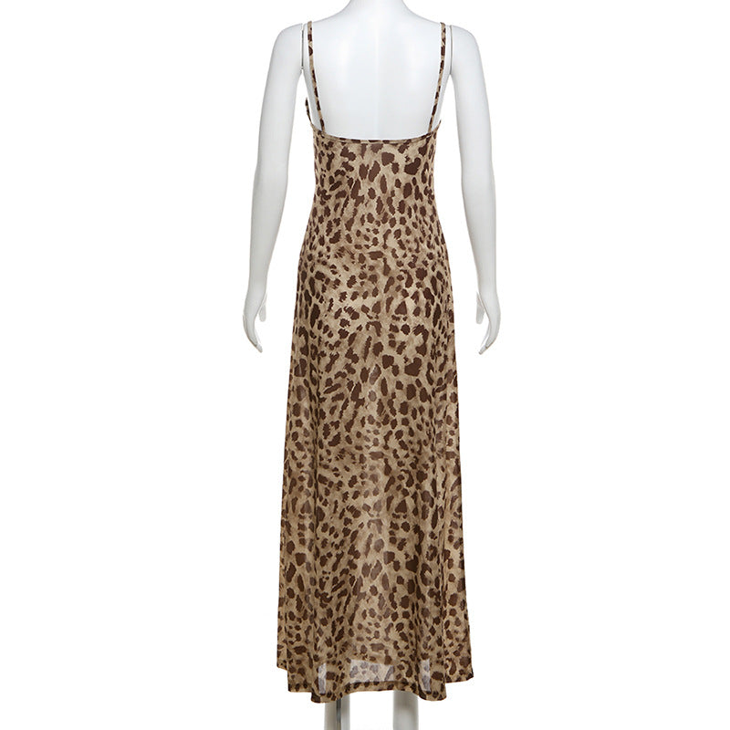 Aura Leopard Midi Dress Brown