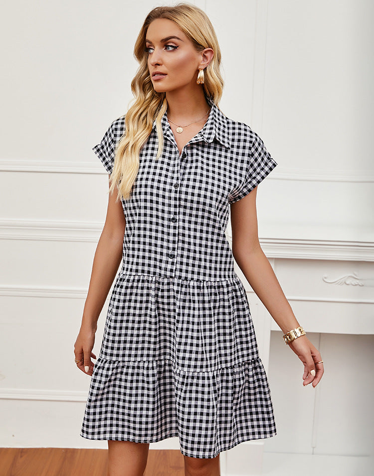 Plaid Dooley Button Down Babydoll Dress