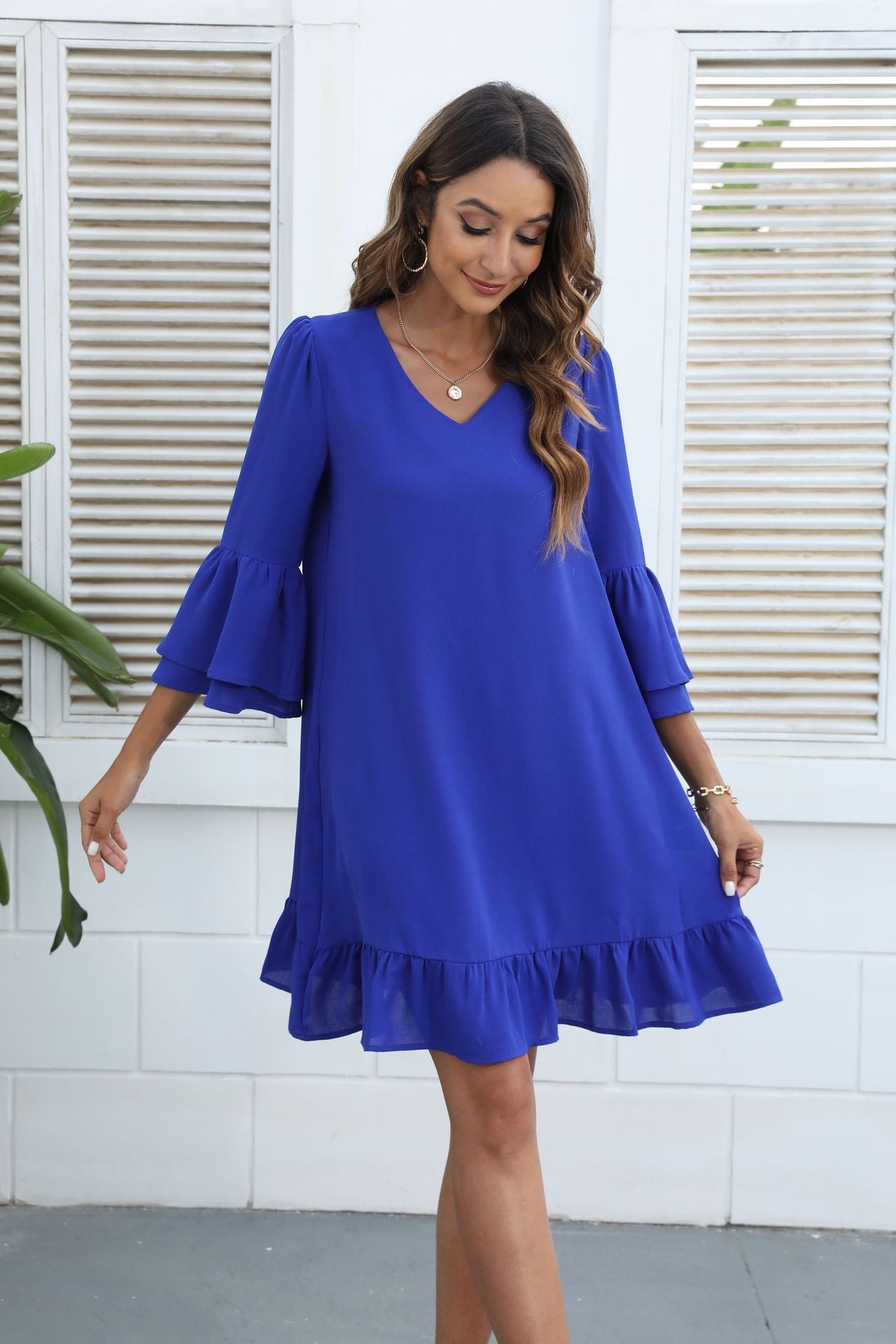 Me Call Angel Textured Satin Dress Royal Blue