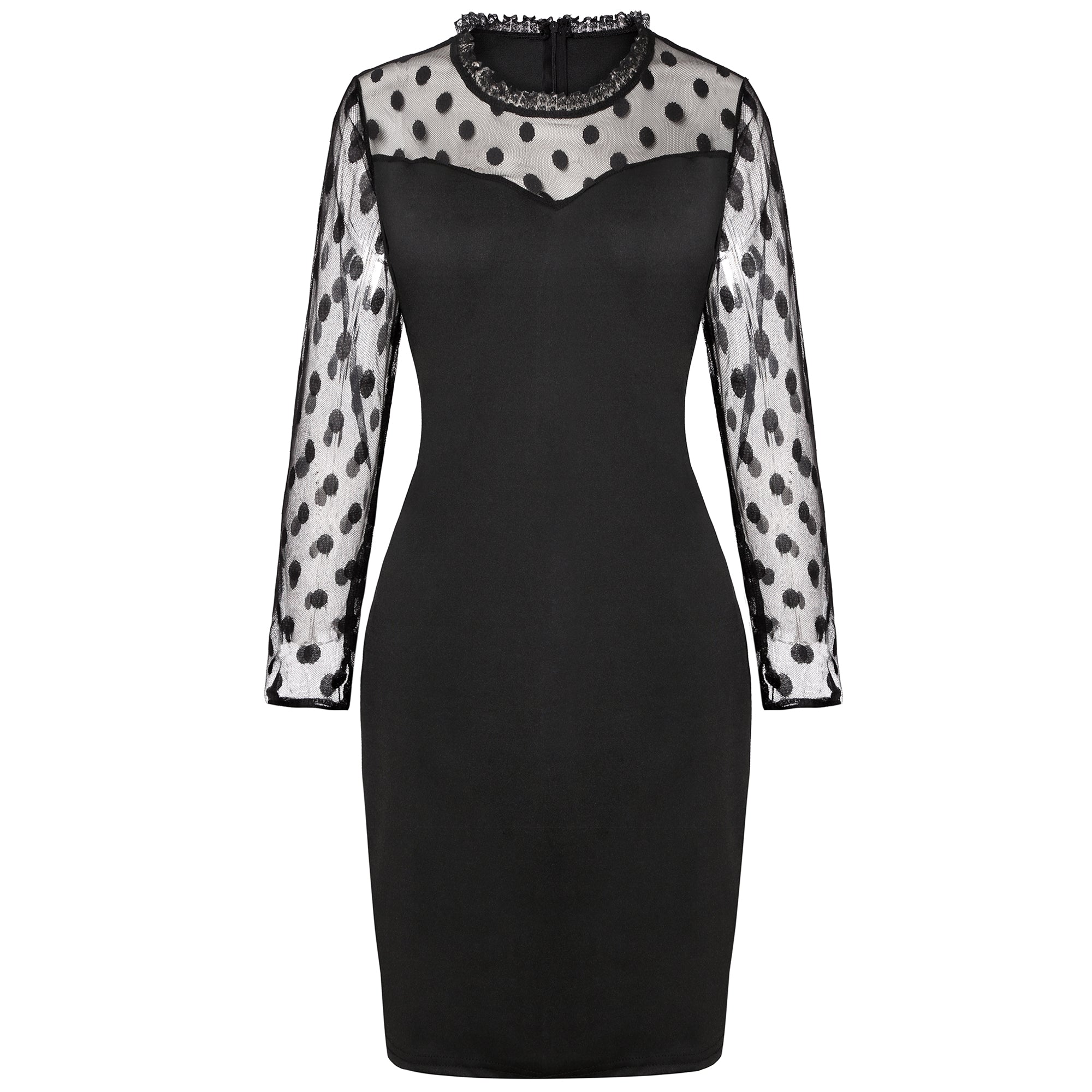 Statement Carmina Sleeve Bodycon Dress Black FINAL